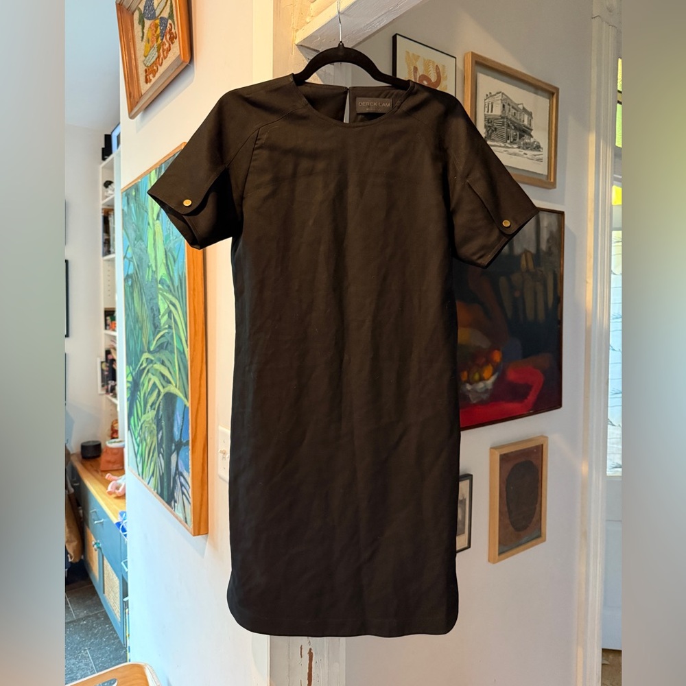 Derek Lam Black Short Sleeve Shift Dress Wool
